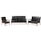 Baxton Studio Nikko Mid-century Black Faux Leather 3 Pieces Living Room Sets 121-6744-6746-6748 - alternate 1